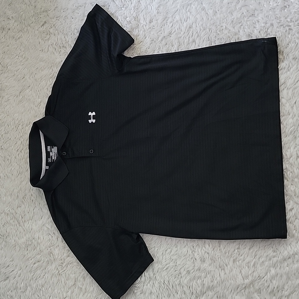Mens striped black under armour polo